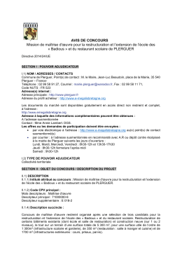 AVIS DE CONCOURS Mission de maîtrise d`œuvre pour la