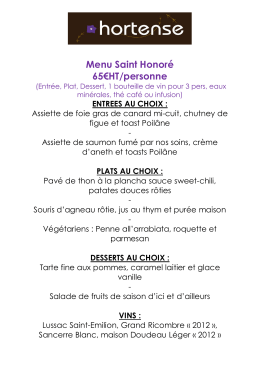 Menu st honore 65€HT