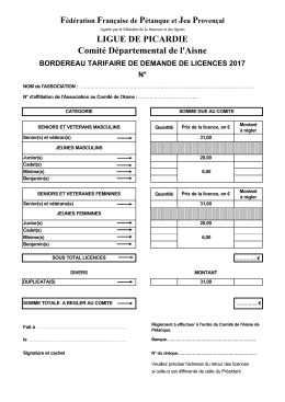 feuille tarifaire 2017