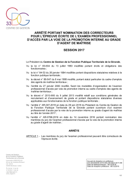 Arrêté portant nomination des correcteurs pour l`épreuve écrite de l