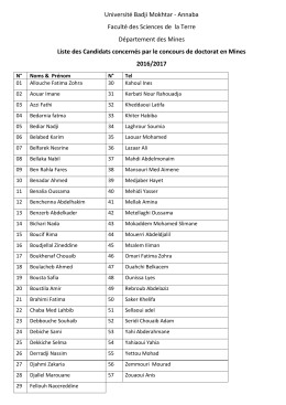 Liste des candidats concern&eacute;s par le concours