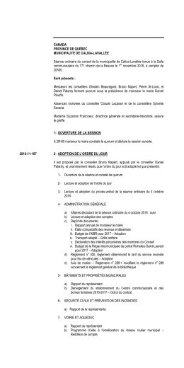 Procès-verbal de la dernière séance du conseil municipal, le 1