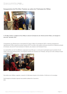 Inauguration du Pavillon Tunisie au salon de l?artisanat