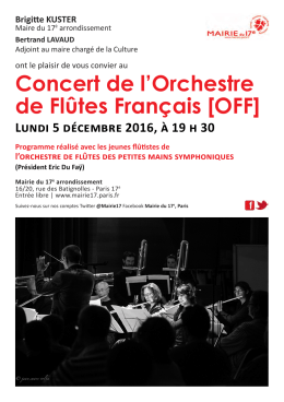 Concert de l`Orchestre de Flûtes Français [OFF] Lundi 5 décembre