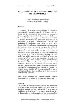 le controle de la constitutionnalite des lois au tchad