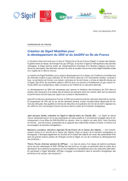 Cr&eacute;ation de Sigeif Mobilit&eacute;s pour le d&eacute;veloppement du GNV et du