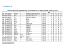 Liste des chauffe-eau thermodynamiques éligibles aux