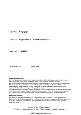 Rapport annuel / Mus&eacute;e National Suisse Band (Jahr - E