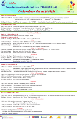 Télécharger le calendrier des activités de FILHA4
