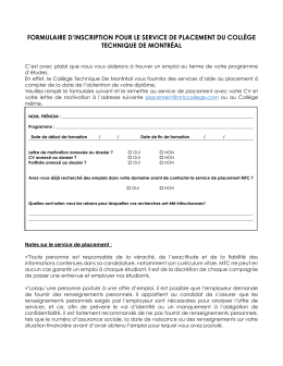 formulaire d`inscription pour le service de placement