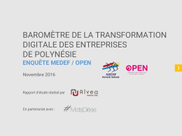 Barom&egrave;tre de la Transformation digitale des entreprises en Polyn&eacute;sie