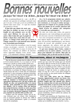 Bonnes Nouvelles 341 (24 novembre 2016) - CGT-FORD