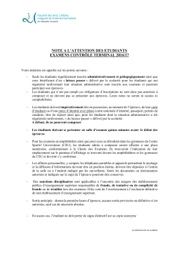 note a l`attention des etudiants examens contrôle terminal 2016/17