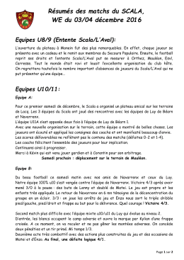 Résumés des matchs du Scala des 3 et 4 décembre.