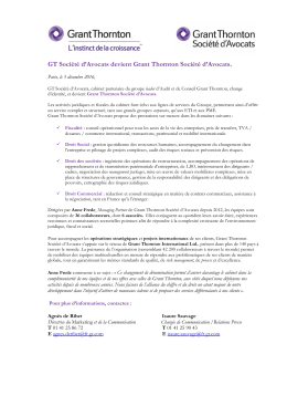 GT Société d`Avocats devient Grant Thornton Société d`Avocats.