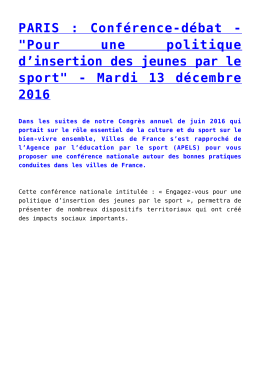 PARIS : Conférence-débat