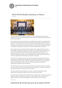 Cérémonie de remise des prix de la saison CIK