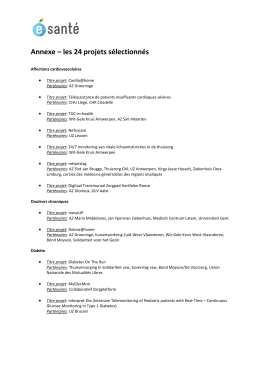 Annexe &ndash; les 24 projets s&eacute;lectionn&eacute;s