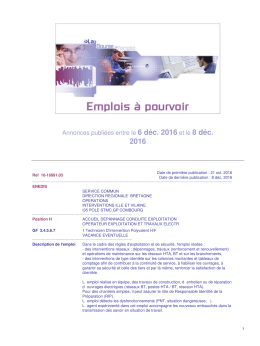 Annonces publiées entre le 6 déc. 2016 et le 8 déc.