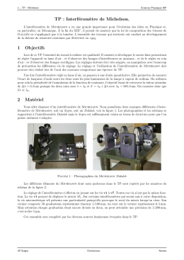 Interféromètre de Michelson - Sciences Physiques en MP au lycée