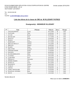 Liste des &eacute;l&egrave;ves de la classe de CM2 de M.VILLEDARY PATRICE
