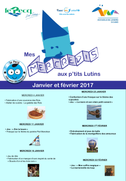 Mes aux p`tits Lutins Janvier et février 2017