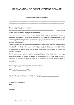 déclaration de consentement éclairé
