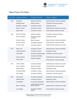 Killam Prizes | Prix Killam - The Canada Council for the Arts