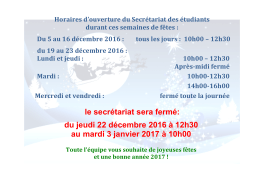 Horaires d`ouvertures Noel