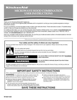 MICROWAVE HOOD COMBINATION USER INSTRUCTIONS