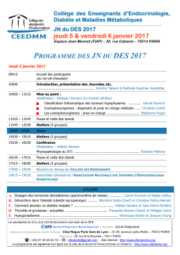 programme provisoire - JN du DES 2017 Journ&eacute;es Nationales du