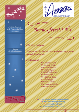 Bonnes fêtes!!! - Syndicat Autonome Salon