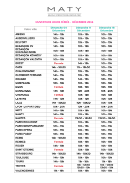 ouverture jours fériés - décembre 2016