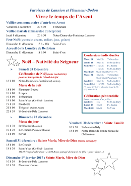 Toutes les célébrations de la Communauté pastorale