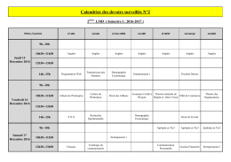 Calendrier des devoirs surveillés N°2