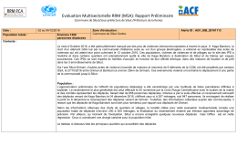 Evaluation Multisectorielle RRM (MSA): Rapport Pr&eacute;liminaire