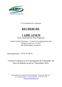 recherche 1 aide atsem - Communauté de Communes de Saint