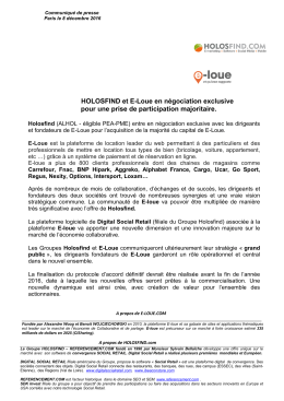 HOLOSFIND et E-Loue en négociation exclusive pour une prise de