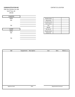 SUMMUM &Eacute;L&Eacute;VATION INC CONTRAT DE LOCATION 3262 Des