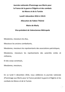 Journ&eacute;e nationale d`hommage aux Morts pour la France de la