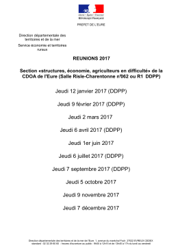 Calendrier des r&eacute;unions CDOA 2017