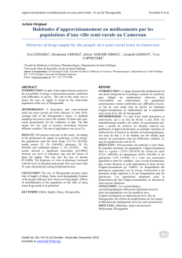 Habitudes d`approvisionnement en m&eacute;dicaments par les