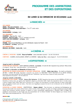 Programme des Animations et des Expositions en Pays d`Issoire