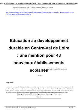 Education au développemnet durable en Centre-Val