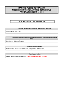 MARCHE PUBLIC DE TRAVAUX MODERNISATION DE LA VOIRIE