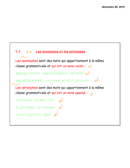 V.3 Les synonymes et les antonymes Les synonymes sont des mots