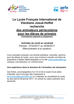 Annonce p&eacute;riscolaire &ndash; FR - Lyc&eacute;e fran&ccedil;ais Josu&eacute; Hoffet