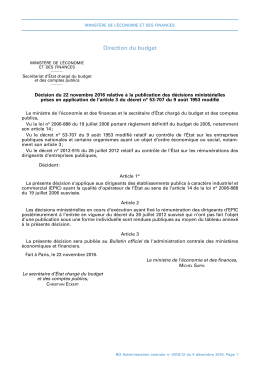 Décision du 22 novembre 2016 relative à la publication des