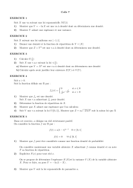Colle 7 EXERCICE 1 Soit X une va suivant une loi exponentielle NE