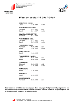 Plan de scolarité 2017-2018